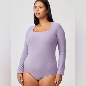 Ribbed Square Neck Bodysuit